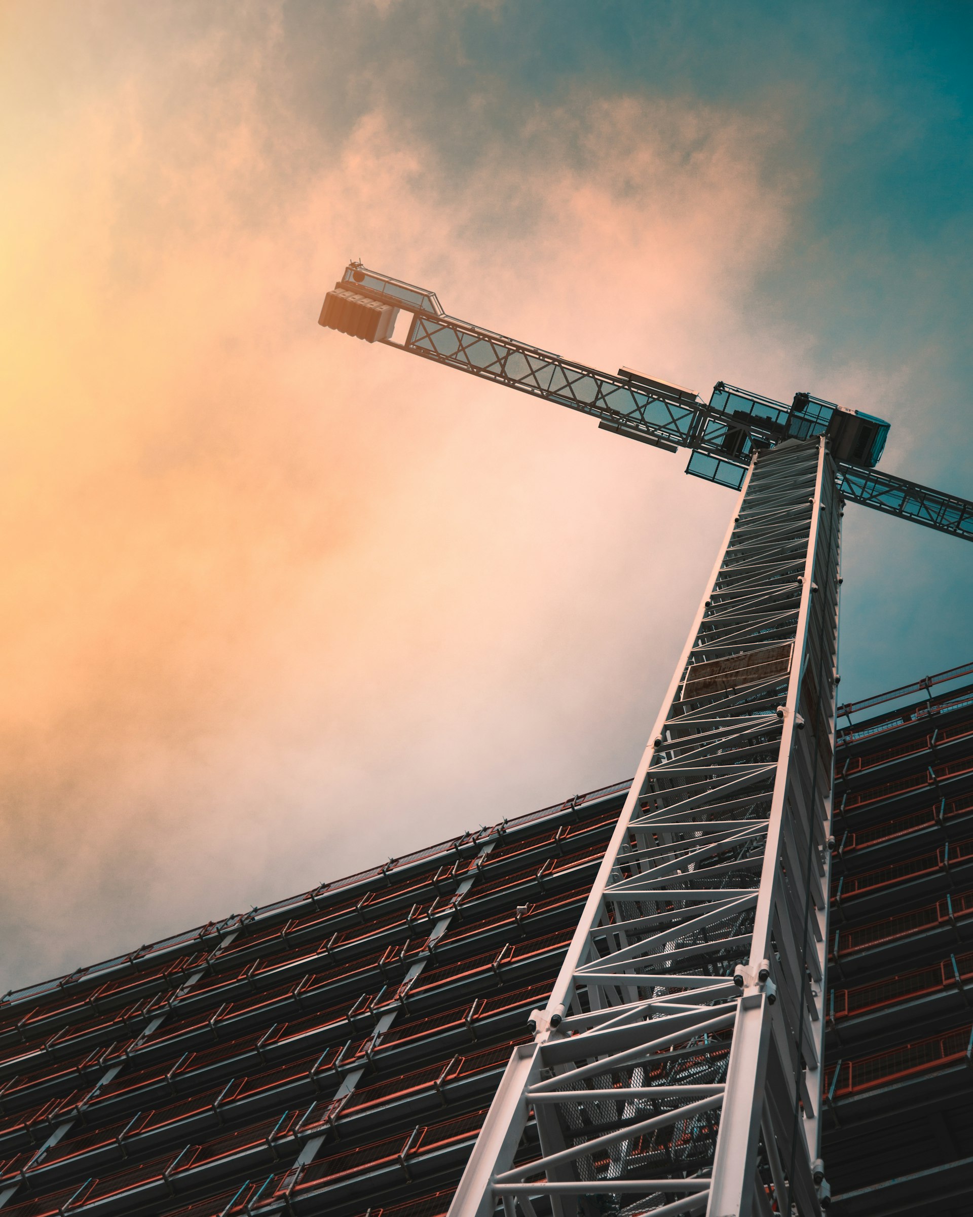 Tower crane at an industrial construction site